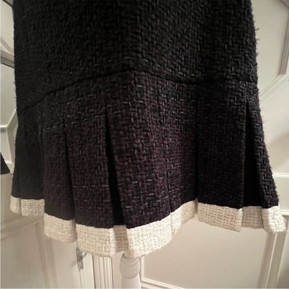 ALICE + OLIVIA Clarine Black White Trim Mini Square Neck Tweed Mini Dress Sz 10 - Picture 12 of 15